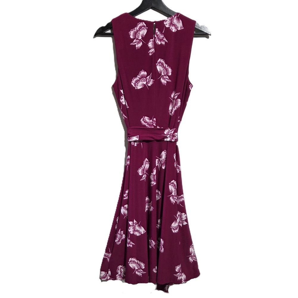 Lauren Ralph Lauren Women's Dress Sz 10 Pink Burgandy Floral Fit & Flare - Picture 3 of 9